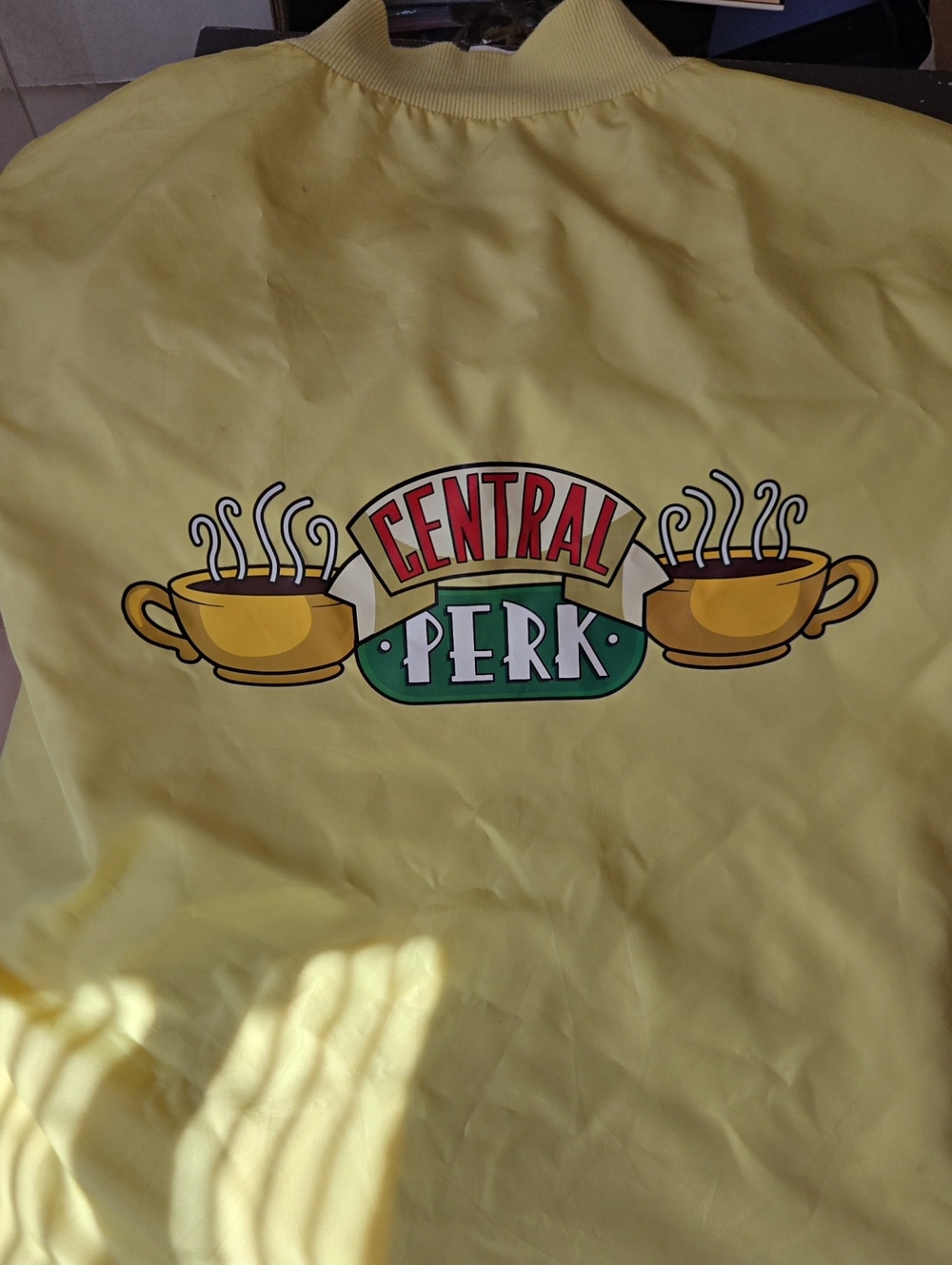 Friends Central Perk Yellow Graphic Jacket windbreaker